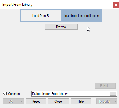 Import from library dialog